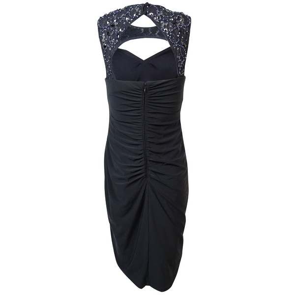 Xscape Womens Pintucked Illusion Jersey Dress