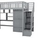 preview thumbnail 14 of 16, Multifunctional Design Loft Bed with Bookshelf, Drawers, Desk and Wardrobe, Twin size, Grey
