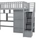 preview thumbnail 5 of 25, Twin Size Loft Bed with Built-in Desk and Wardrobe, Solid Wood Stairway Loftbed Frame with Bookshelf & Drawers for Kids/Bedroom