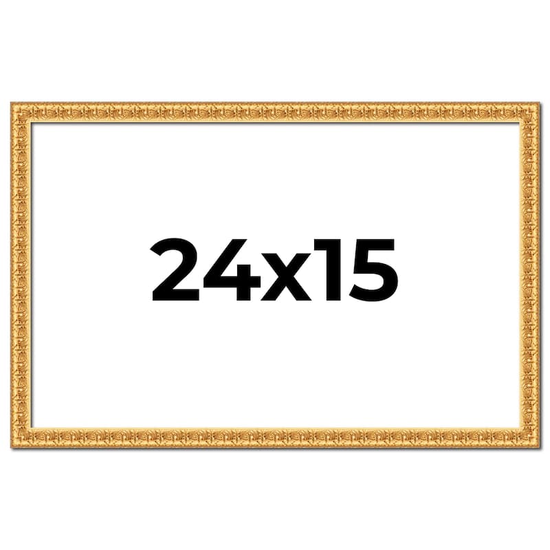 24x15 Frame Gold Real Wood Picture Frame Width 1 inches | Interior