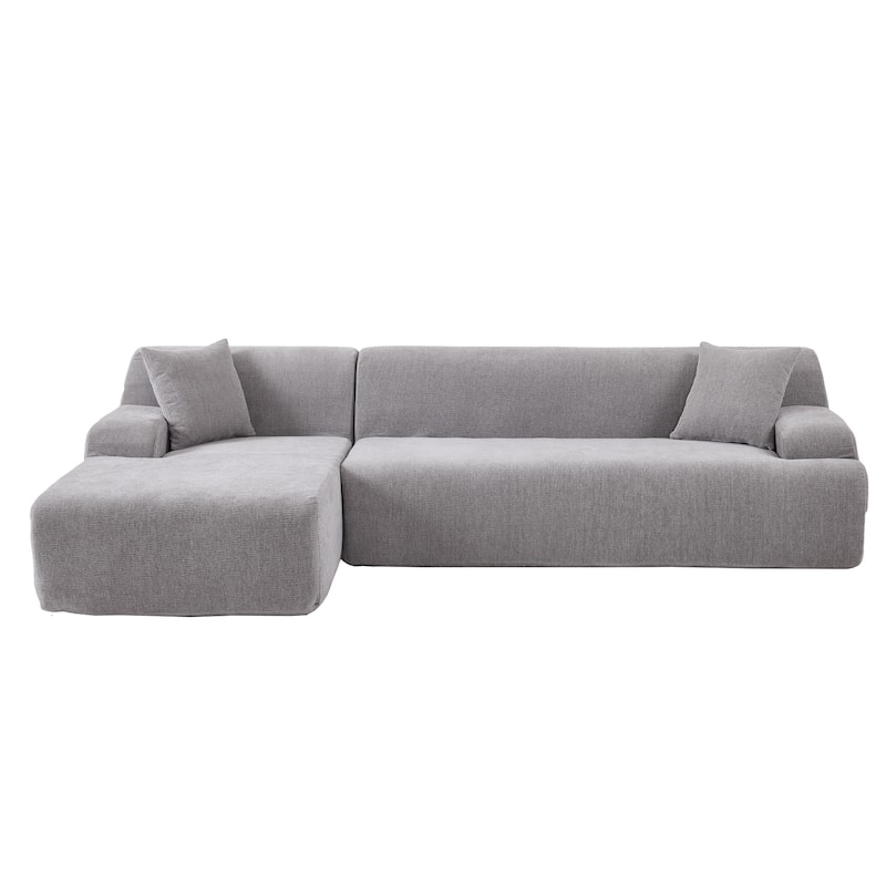 111" Polyester L-Shape Modular Sectional Sofa with High-Density Foam, 27" Deep Seat and Anti-Wrinkle Chenille Fabric