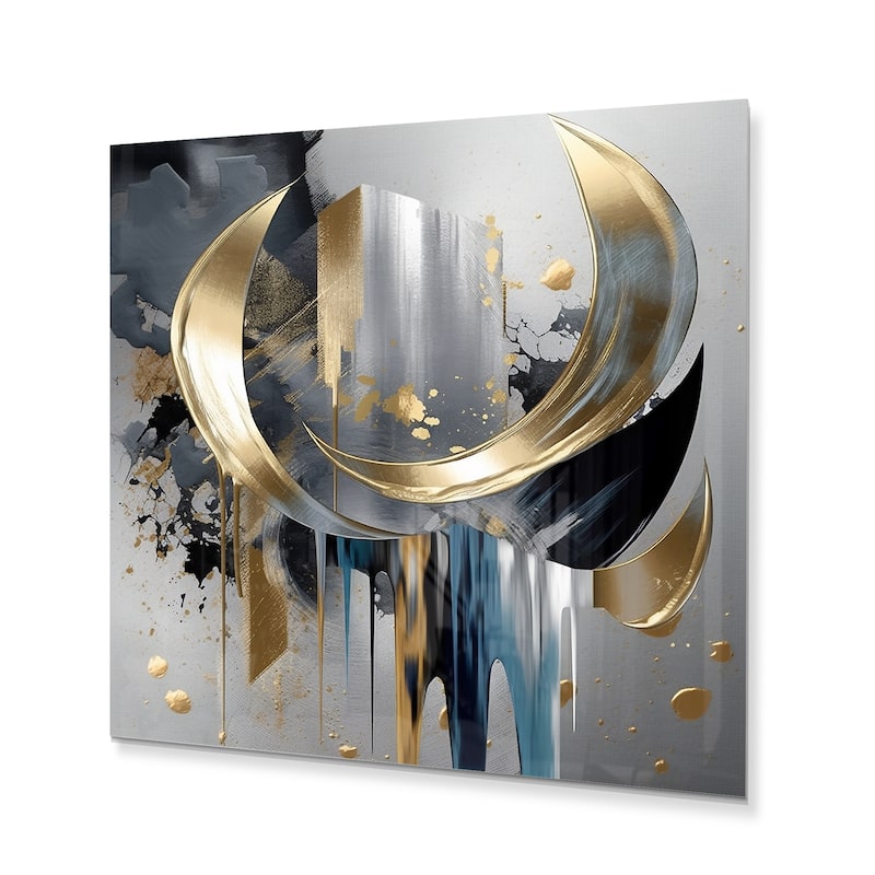 Designart "Abstract Shapes And Lines I" Abstract Marble Metal Wall Art
