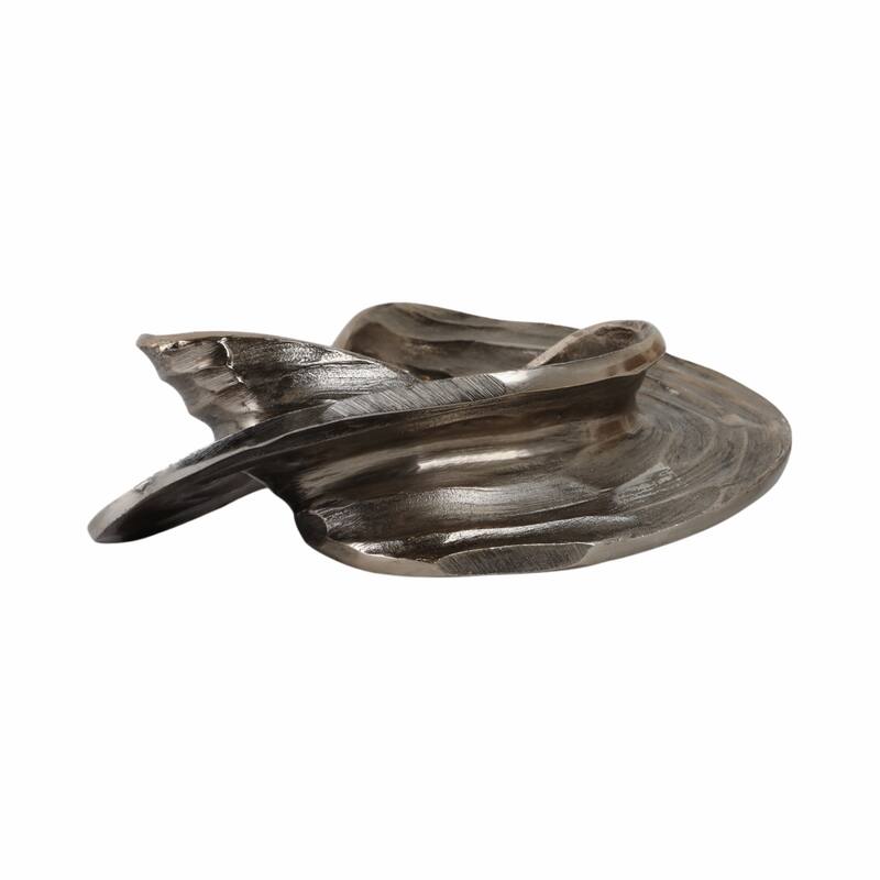 Metal Sculpture with Abstract Swirl Metallic Finish Accent - 10" Gold - 10" x 4" x 10"