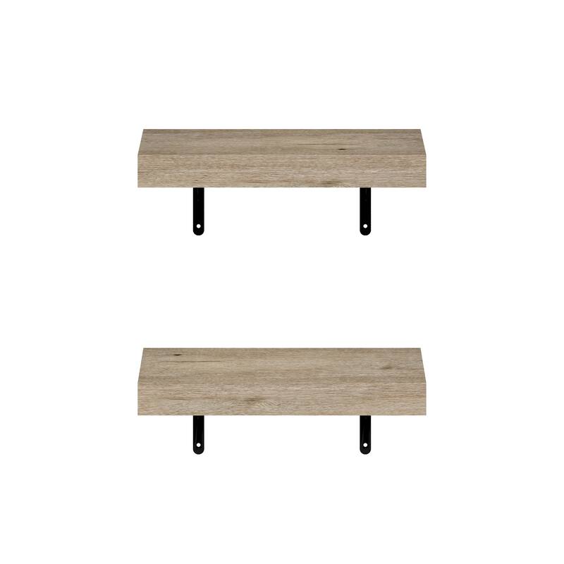 Furinno Tanna 15-Inch Wall Mounted Floating Display Shelves, Natural, Set of 2