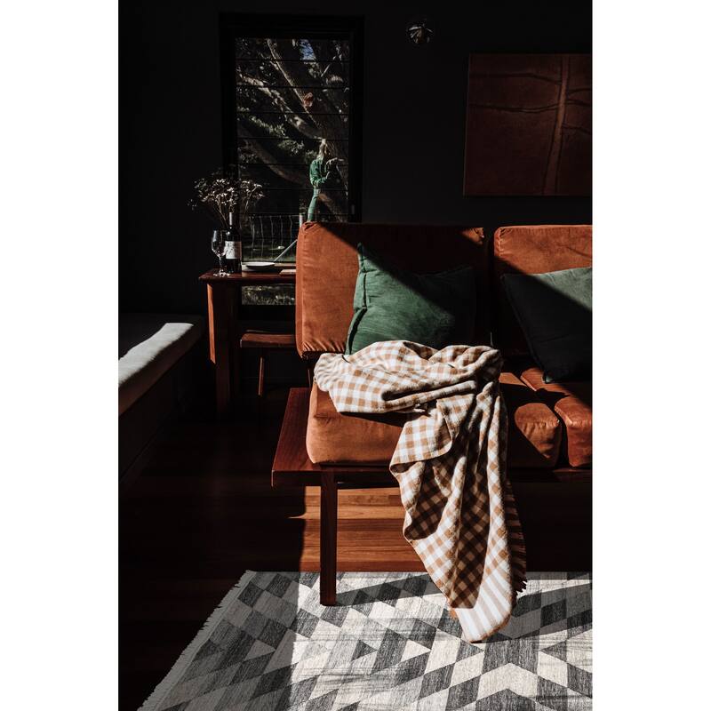 ECARPETGALLERY Flat-Weave Ankara FW Dark Grey Wool Kilim - 4'10 x 8'2