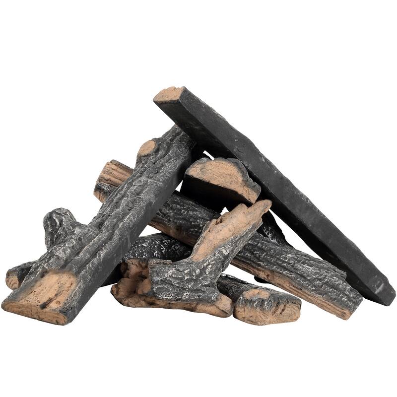 Logs, Gas Fireplace Ceramic Logs for Fire place, Heat-Resistant Wood Log Gas Realistic Logs, Stackable Wood Branches - 8 Pcs