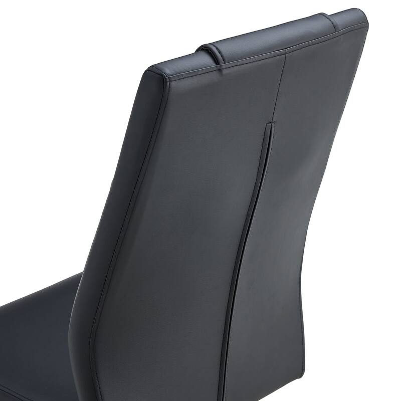 Faux Leather Dining Room Chairs with Upholstered Seat, Modern Kicthen Chairs Armless Accent Chairs with Metal Legs, Set of 4