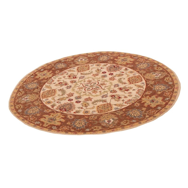 ECARPETGALLERY Hand-knotted Jamshidpour Cream Wool Rug - 6' 1" x 6' 1"