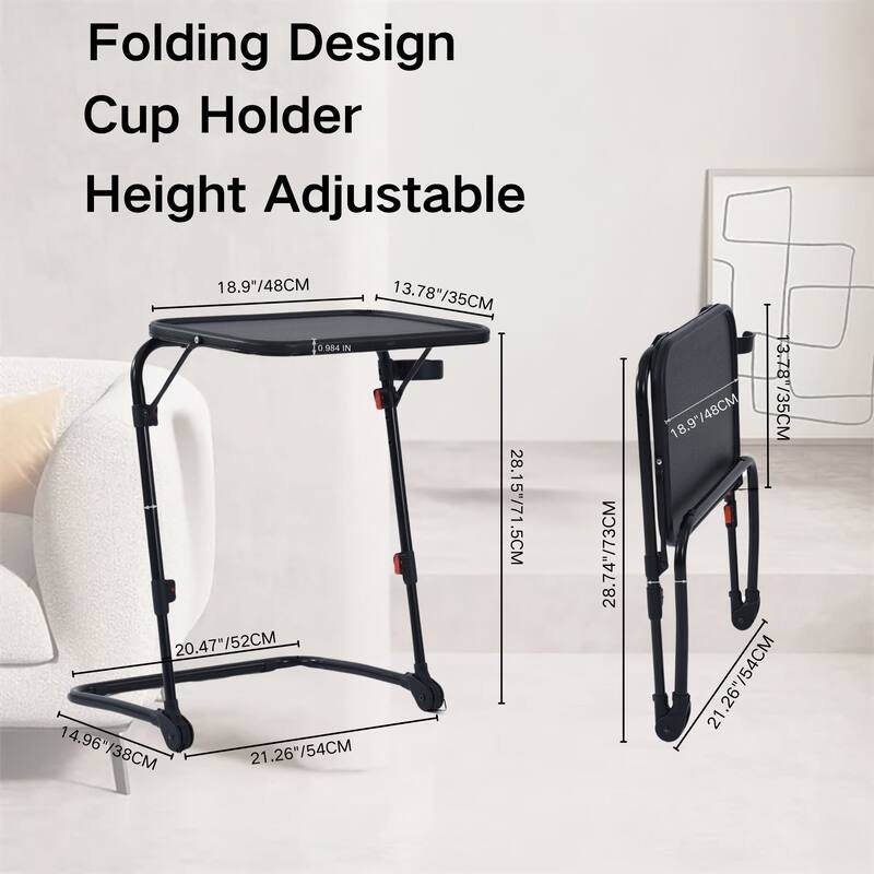 Foldable Table with Compact Design - for Home, Bathroom Easy Storage, Space-Saving (Black)