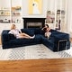 preview thumbnail 83 of 179, Jaxx Unsofa Modular Convertible Sectional Sofa with Fold Out King Sleeper Bed L-Shaped Sectional. - Faux Fur Midnight Blue