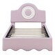 preview thumbnail 23 of 24, Twin/Full Size Upholstered Platform Bed with LED Headboard, Cute Kids Bed Frame Pink Floor Bed