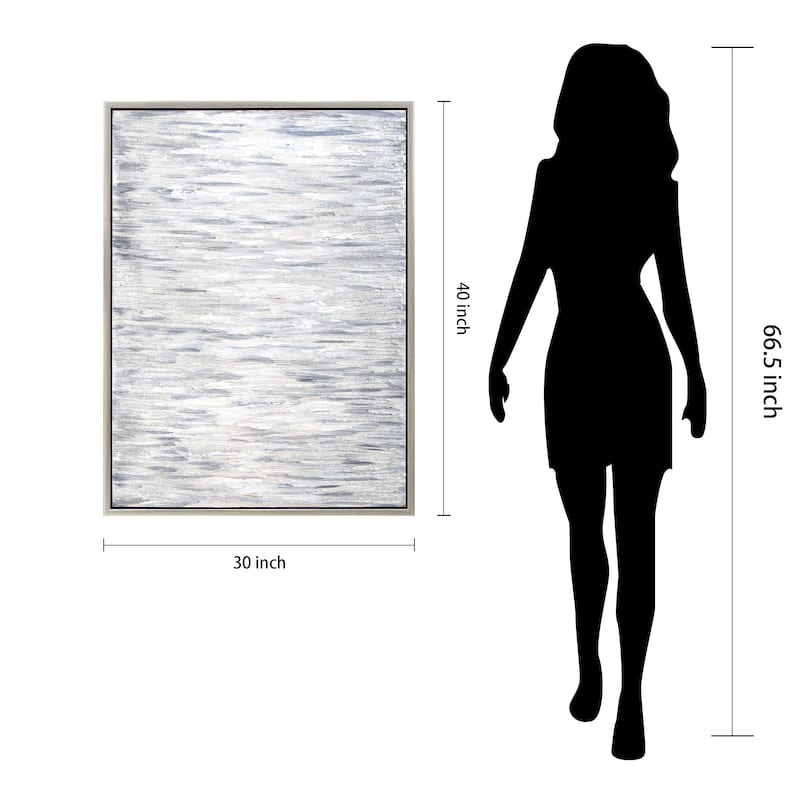 Gray Field Textured Glitter Hand Painted Canvas Wall Art
