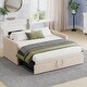 preview thumbnail 1 of 8, Twin Size Upholstered Sofa Bed Daybed with Extended Pop Up Trundle, Space-Saving Twin to King Design for Guest Room Beige - Twin