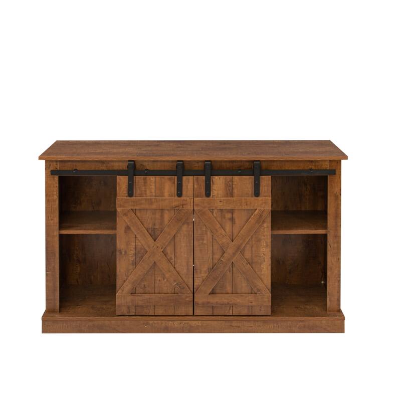 54" Farmhouse Sliding Barn Door TV Stand - 54 inches in width