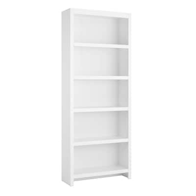 Prepac Moda 80" H 5-Tier Bookcase, Modern Storage Accent Bookshelf with 3 Adjustable Shelves for Home Office, Living Room