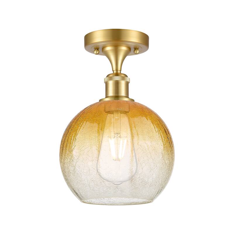 Innovations Lighting Endless Possibilities Ballston - Brookhaven Globe - 1 Light 8" Semi-Flush Mount - Satin Gold/Amber