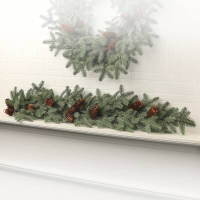 45" Natural Touch Fir Pine W/Cones Garland - Green - 45-Inch