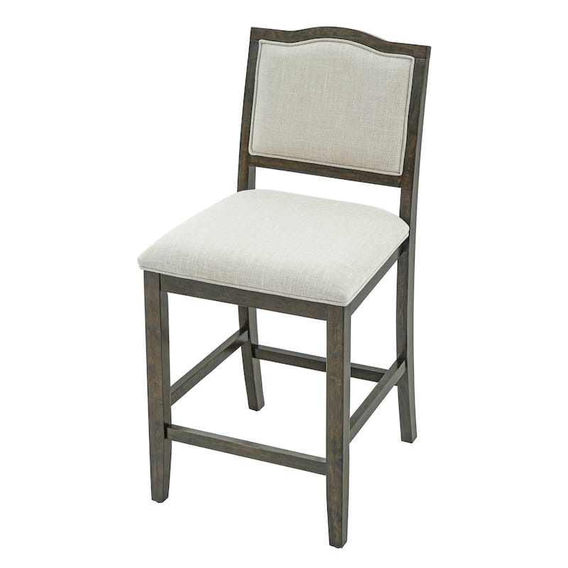 Counter Height Bar Stools Set of 2, Armless Bar Chair with Ergonomic Backrest and Rubber Wood Frame for Kitchen Island