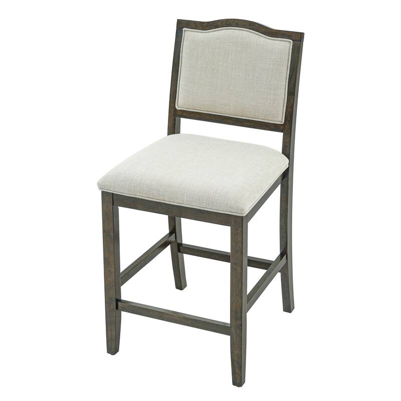 Counter Height Bar Stools Set of 2, Fabric Upholstered Kitchen Island Stools, Breakfast Bar Chairs with Ergonomic Backrest