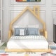 preview thumbnail 3 of 20, Twin Size Wood Floor Bed with House-Shaped Headboard, Natural Finish for a Playful and Modern Bedroom Look