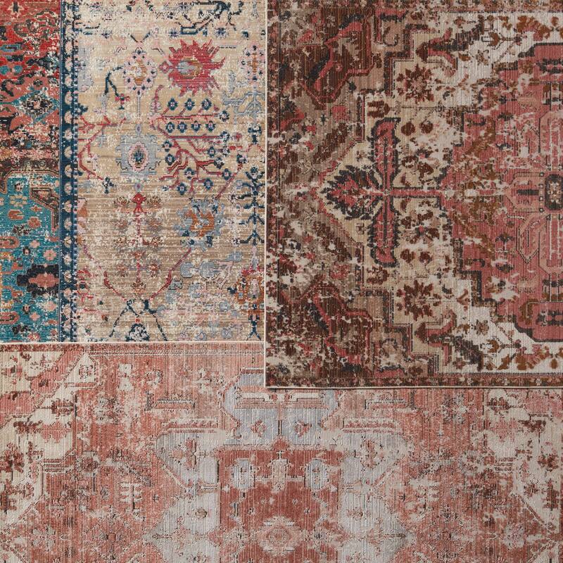 Priyah Indoor/ Outdoor Medallion Pink/ Gray Area Rug