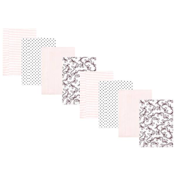 slide 1 of 1, Hudson Baby Girls Cotton Poly Flannel Burp Cloths 8-Pack, Pink Bows, One Size - Pink Bows 8-Pack - One Size One Size - Pink Bows 8-Pack