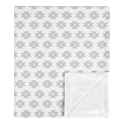 Grey Geometric Girl Baby Receiving Security Swaddle Blanket - Gray White Boho Tribal for Turquoise Coral Gray Feather Collection