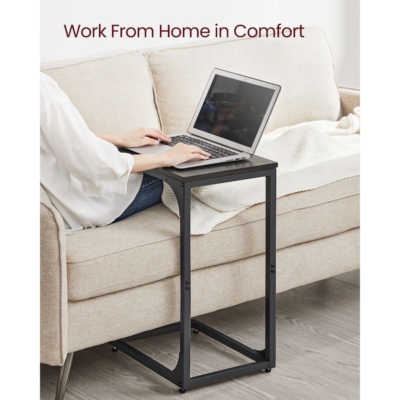 Steel Particleboard C Shaped Side Tables Set of 2 Slim Design for Small Spaces - 15.7" x 11.8" x 24.4"
