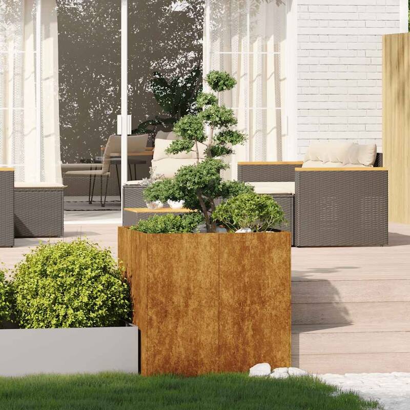 vidaXL Planter Normal metal colour, will rust over time Weathering steel - 31.5 x 31.5 x 31.5