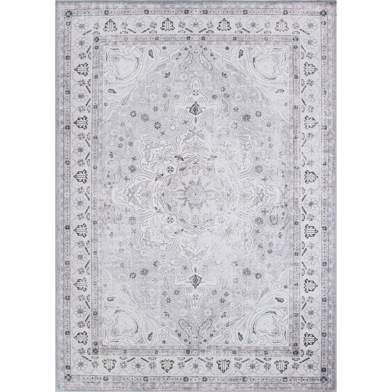 Transitional Medallion Machine Washable Area Rug
