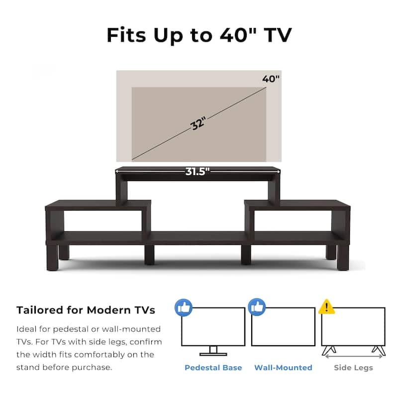 Furniture of America Rami Modern 3-Shelf Espresso Finish TV Stand, Sleek Media Console for Living Room Entertainment