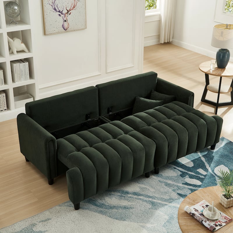 Futon Couch Sofa Bed with Pillows, Convertible Sleeper Sofa with Adjustable Backrest, Loveseat Sleeper Daybed