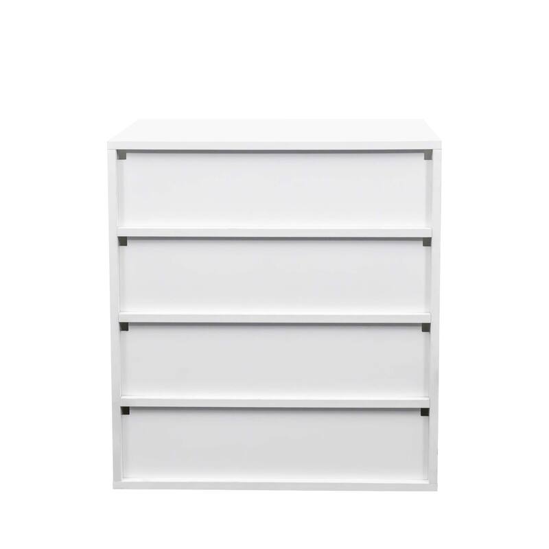 Roomfitters 4-Tier Shoe Display Cabinet, Stackable Wooden Shoe Storage Box with Glass Door and RGB LED Light