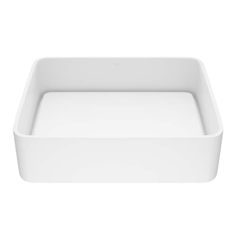 VIGO Jasmine 18"L x 15"W x 5"H Matte Stone Rectangular Bathroom Vessel Sink - Matte Stone