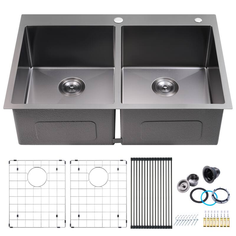 30 in. Drop-In/Undermount Single Bowl 16 Gauge Brushed 304 Stainless Steel Kitchen Sink with Accessories