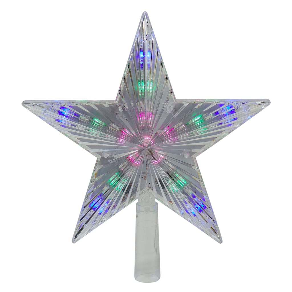 9.5" Lighted Clear 5 Point Star Christmas Tree Topper - Multicolor LED Lights - 9.5