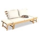 preview thumbnail 9 of 8, Gymax Adjustable Patio Sofa Daybed Acacia Wood Furniture w/ White - See Details