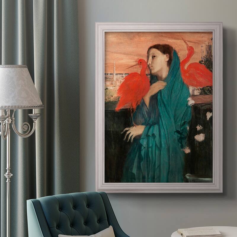 Young Woman with Ibis Premium Framed Canvas- Ready to Hang
