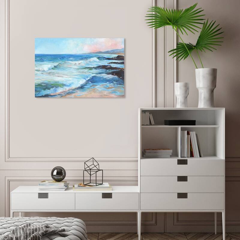Wynwood Studio Canvas Nature and Landscape Ocean View - Doll Memories Blue and Nautical & Coastal Wall Art Canvas Print - 16 x 24