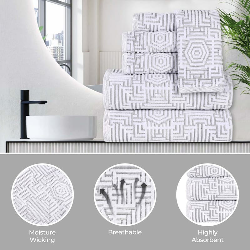 Superior Jasper Cotton Modern Jacquard Face Towel Washcloth Set of 12