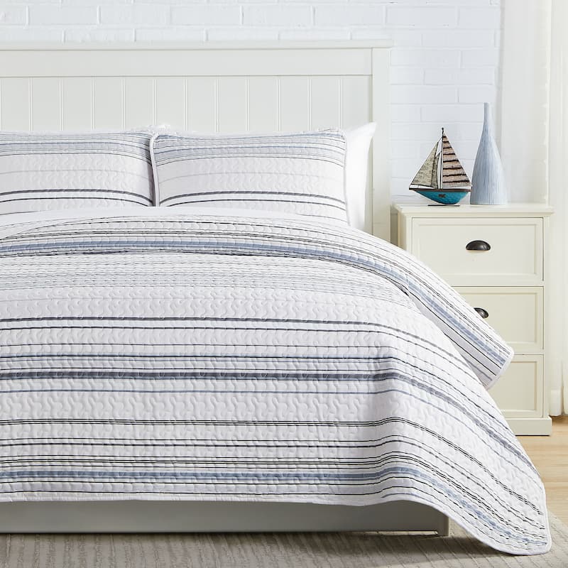 Southshore Stripe Quilt and Sham Set - Grey - Twin - Twin XL