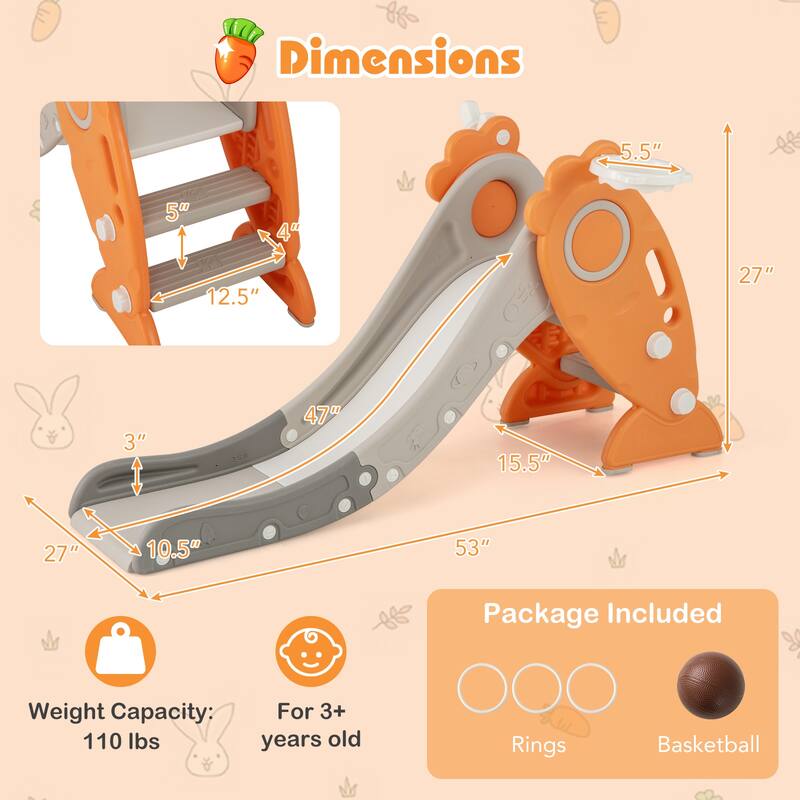 Gymax 4-in-1 Toddler Slide w/ Basketball Hoop & Ball Ring Toss Game