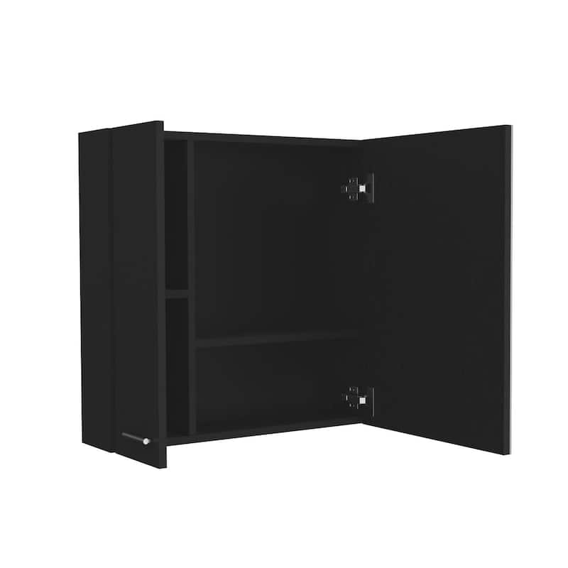 Prague 23.6" W x 23.6" H Mirror Medicine Cabinet, Single Door with 4 Interior Shelves for Bathroom Storage