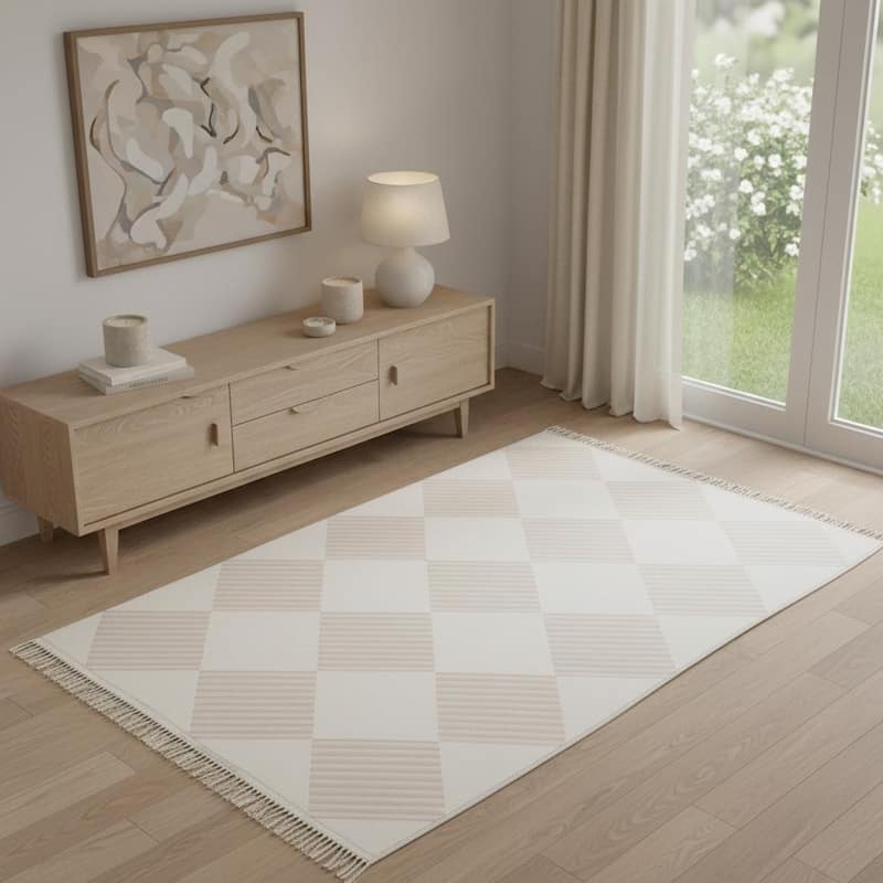 HomeRoots Geometric Modern, Contemporary Rectangle Area Rug - 4' X 6'