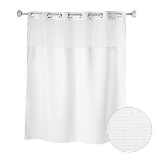 Whitmor No Hook Split Ring Shower Curtain, w/Window & Snap-In Liner, 71" x 77"