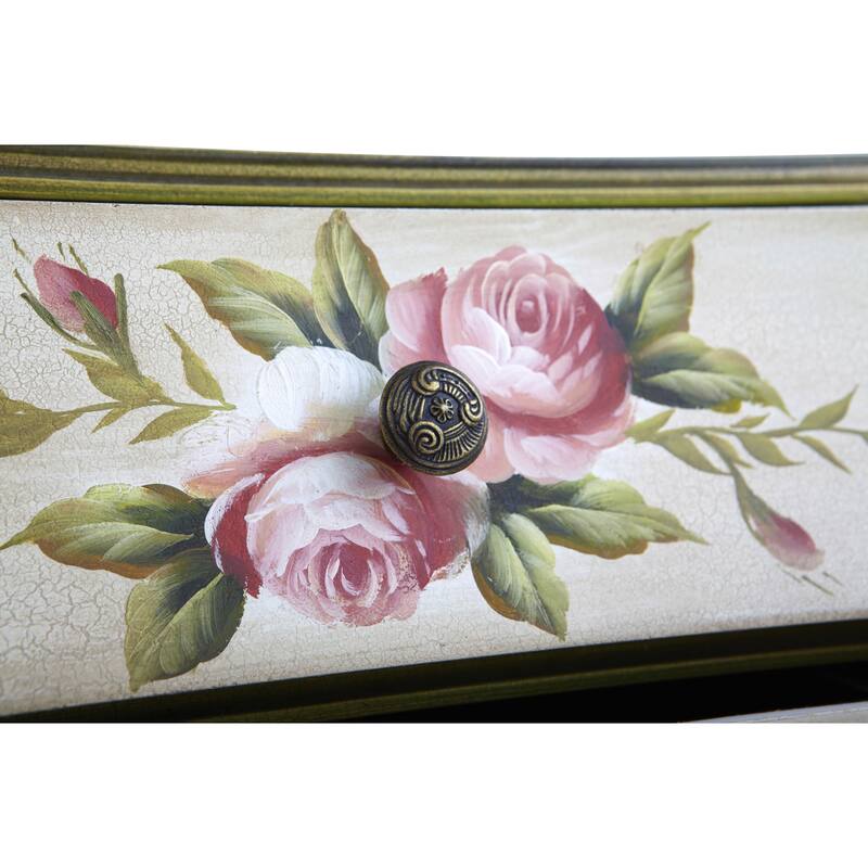 26.5" Antique with Floral Art Night Stand Cabinet