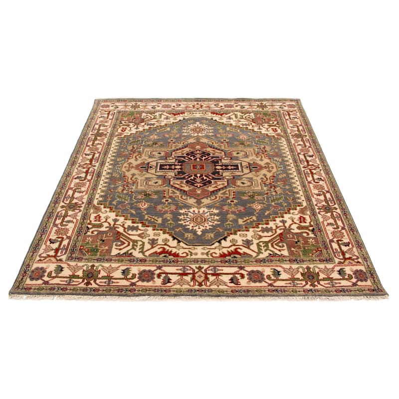 ECARPETGALLERY Hand-knotted Serapi Heritage Dark Grey Wool Rug - 8'0 x 9'10