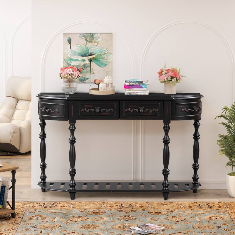 Console Table with 4 Drawers and 1 Shelf