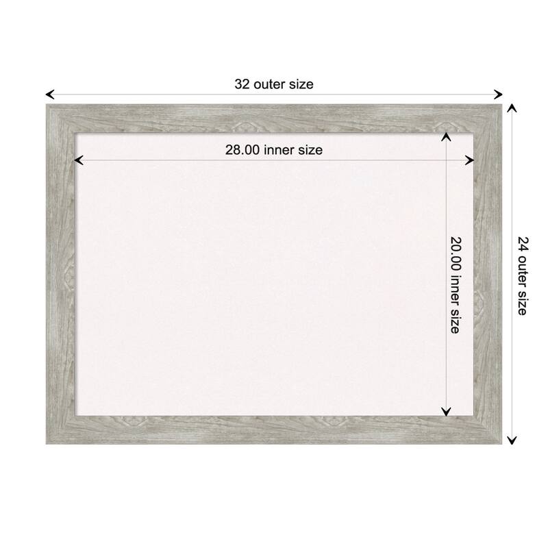 Dove Greywash Narrow Framed White Corkboard Bulletin Board - Board Size 28x20