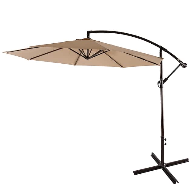 Weller 10-foot Offset Cantilever Hanging Patio Umbrella - Beige